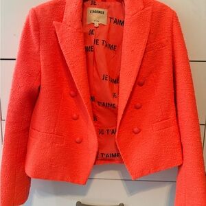 L'AGENCE Coral Bouclé Double-Breasted Blazer